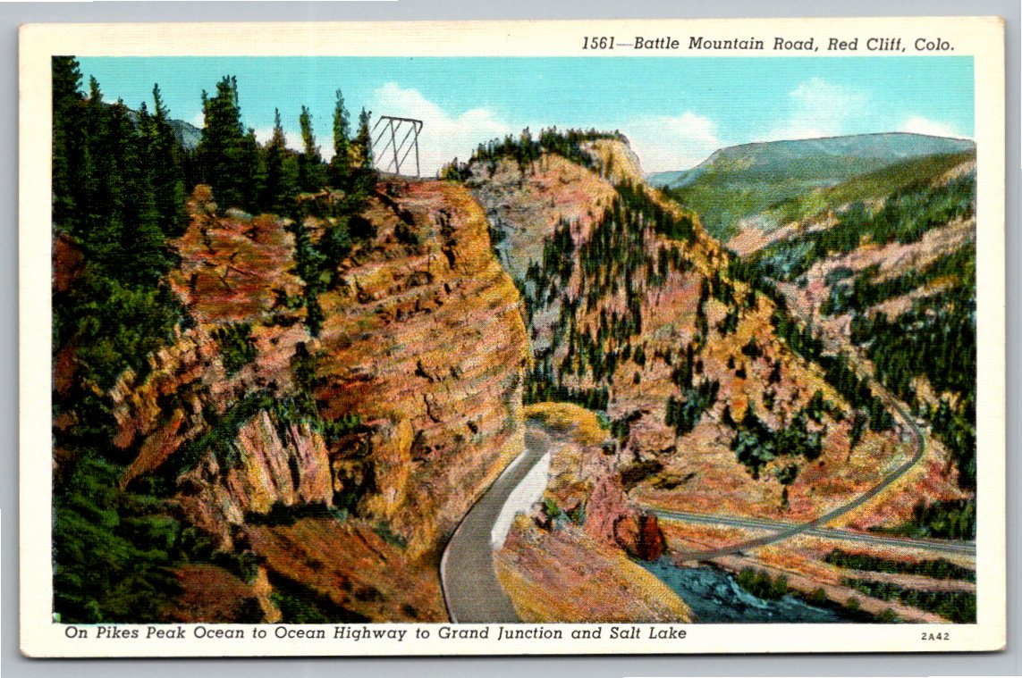 Vintage 1930s Battle Mountain Road Red Cliff Colorado Postcard