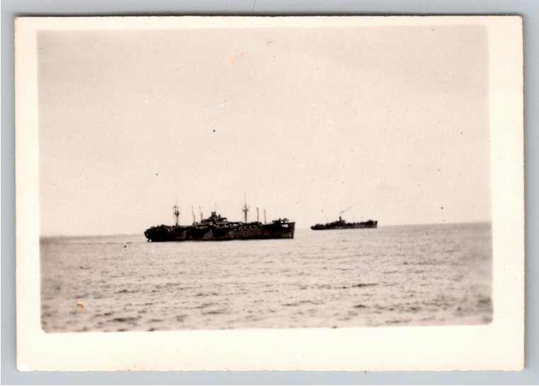 1940s World War II Naval Transport Ships at Sea Vintage