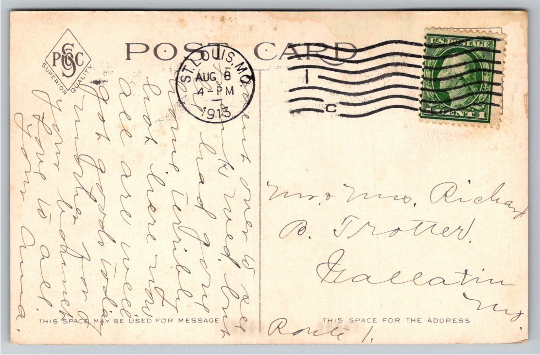 1913 East St. Louis Live Stock Yards Vintage Postcard: Cattle - Back / Reverse View