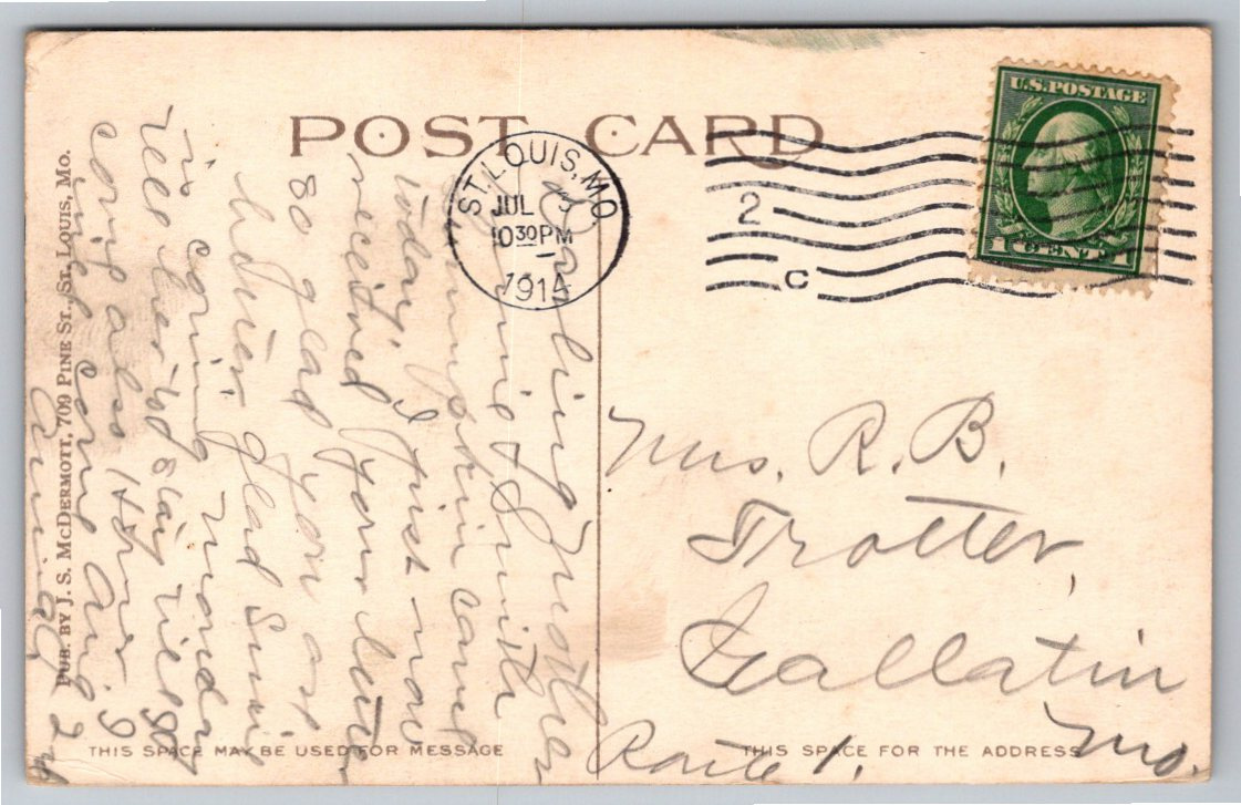 Vintage 1914 Jefferson Memorial Postcard: St. Louis Forest Park - Angle / View 2