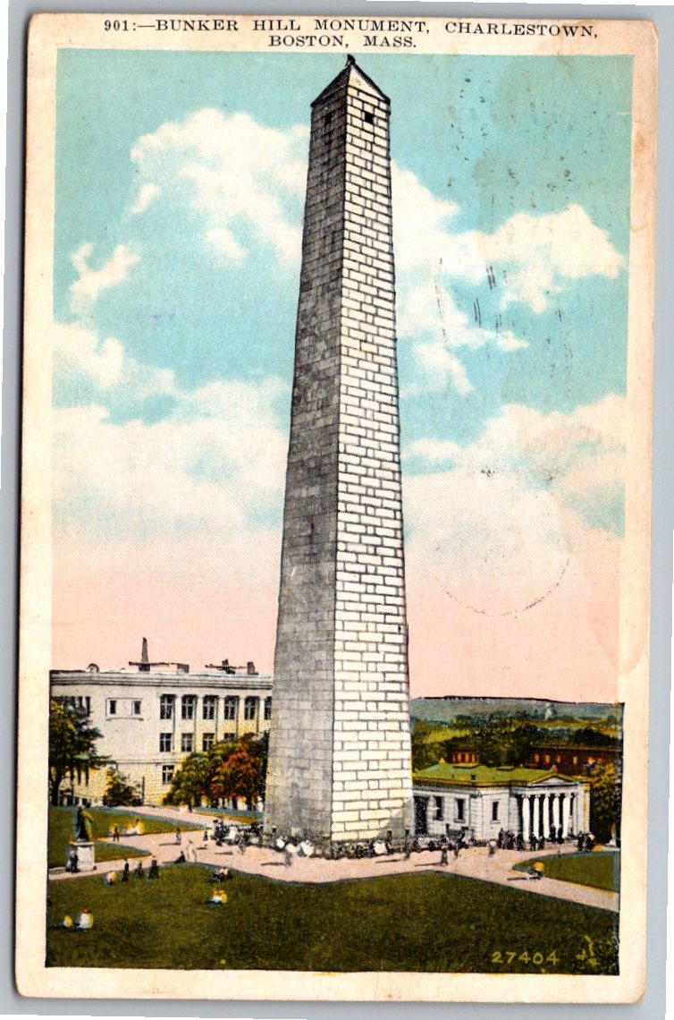 1929 Bunker Hill Monument Color Postcard: A Boston History Gem
