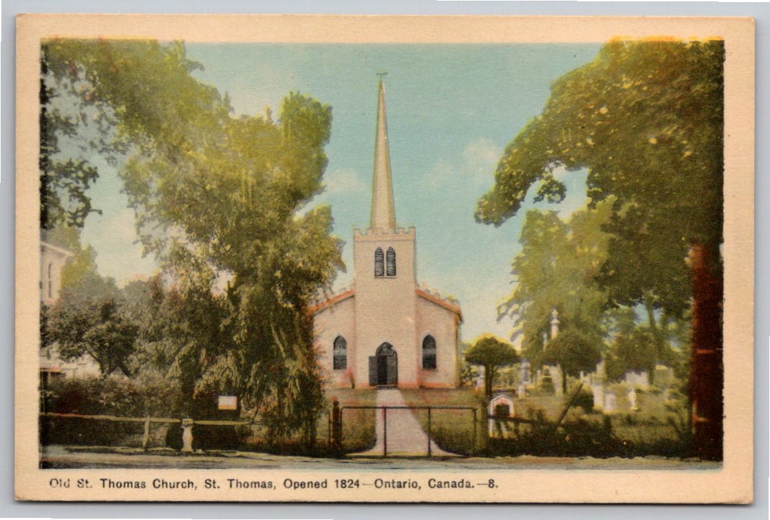 Old St. Thomas Church Postcard: 1824 Historic Landmark in Ontario