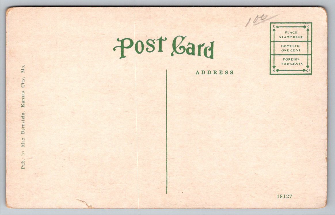 c1910 Grand Avenue Temple Kansas City Missouri Vintage Postcard - Back / Reverse View
