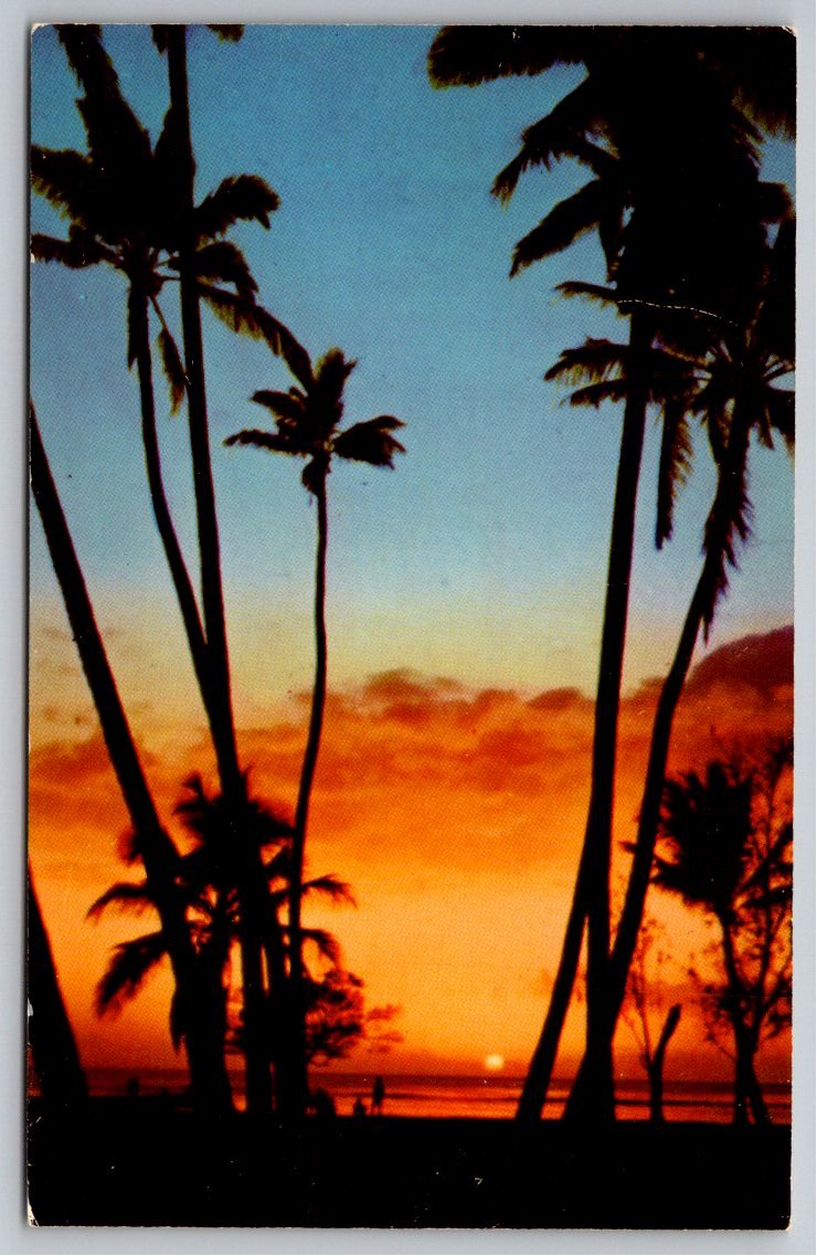 Vintage 1960s Hawaii Sunset Photo Postcard J. Leonard Downing