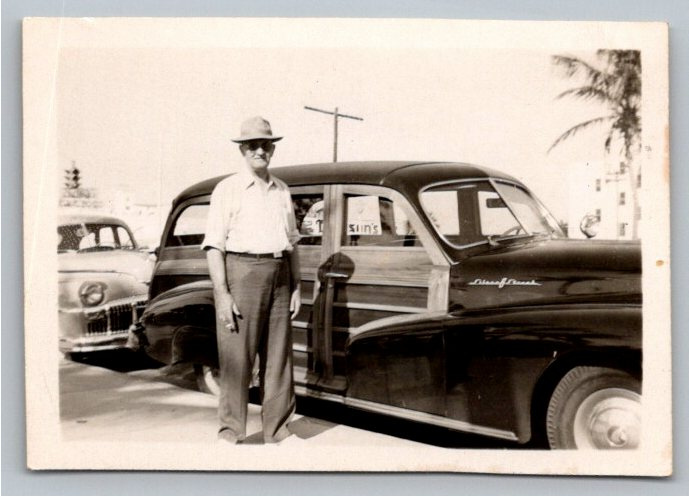 Vintage 1940s Pontiac Streamliner Woodie Station Wagon B&W Photo