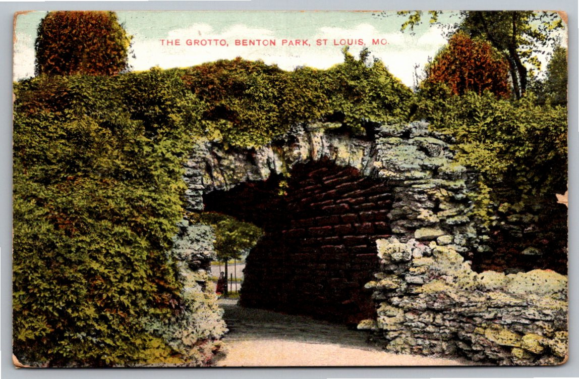 Vintage 1910 St. Louis Postcard: The Grotto at Benton Park, MO