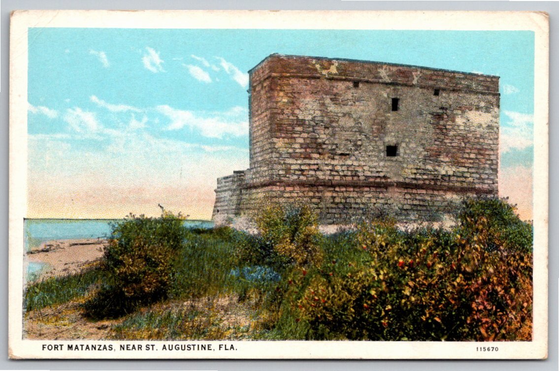 Vintage Fort Matanzas Florida Postcard, Curt Teich American Art
