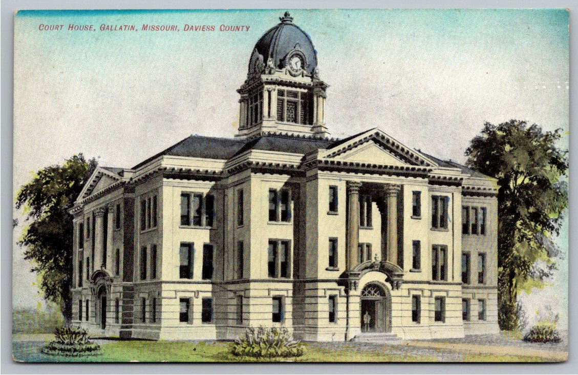 Vintage 1907 Daviess County Courthouse Postcard | Gallatin