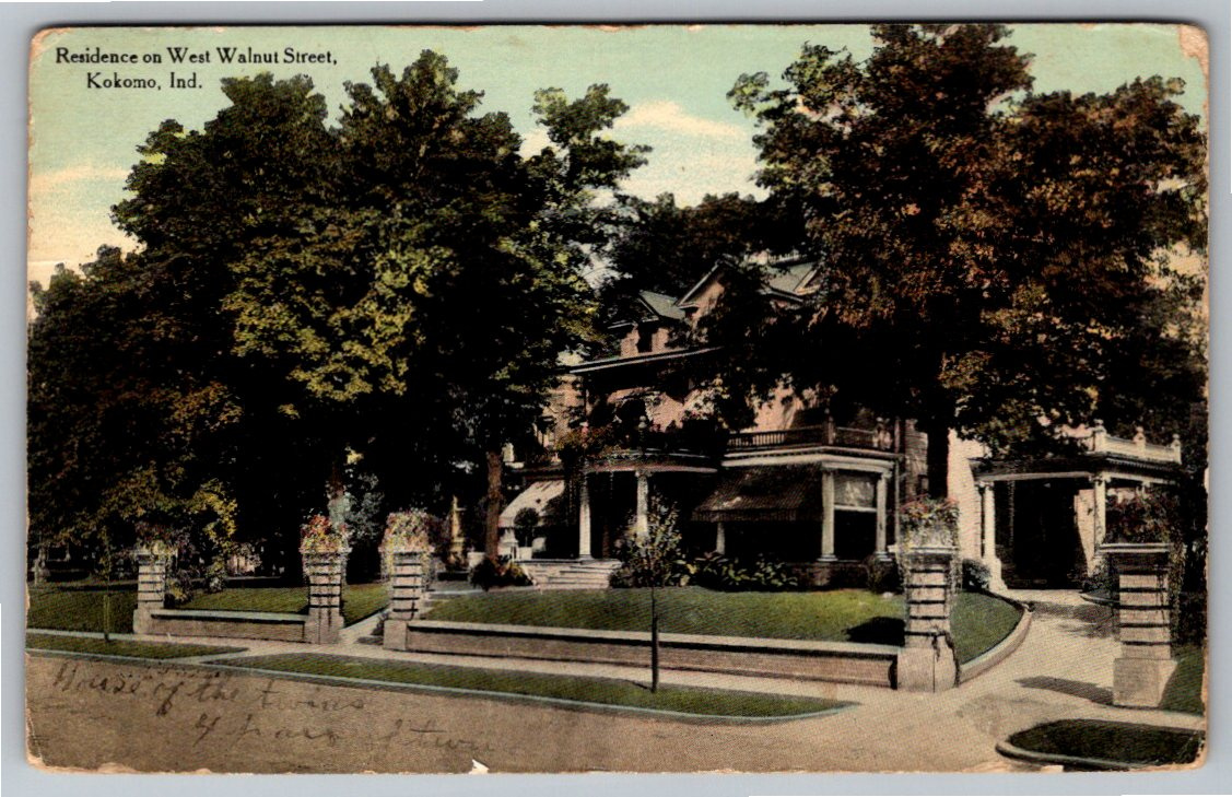 Vintage 1910 Kokomo Indiana Postcard: West Walnut Street