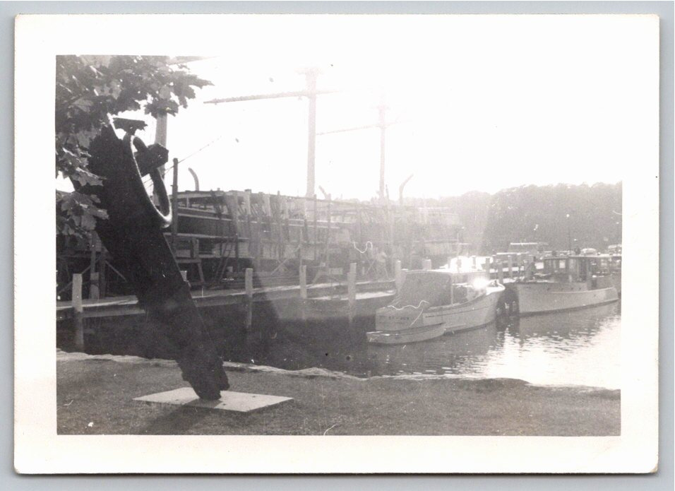 1960s Mystic Connecticut Shipyard & Harbor Docks Vintage Photo
