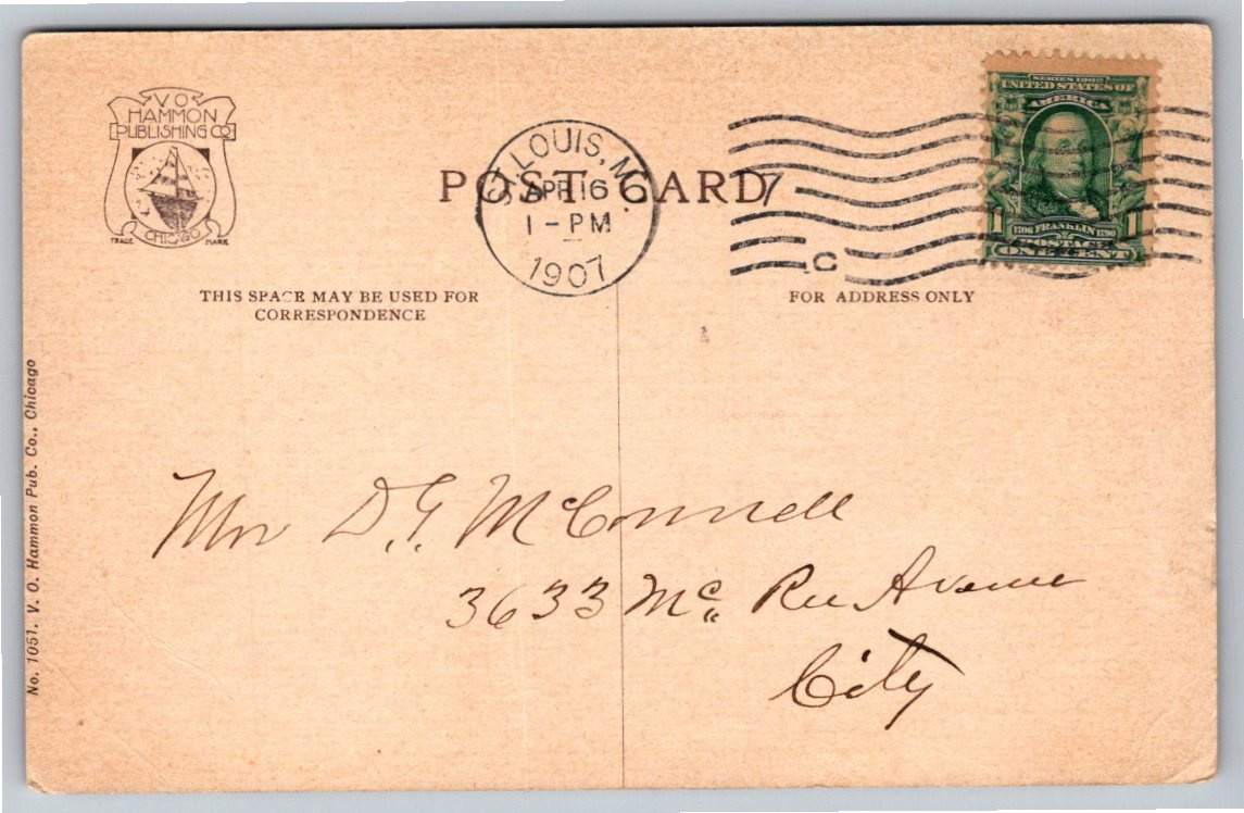 1907 Frozen Mississippi River Ice Gorge St. Louis MO Postcard - Back / Reverse View