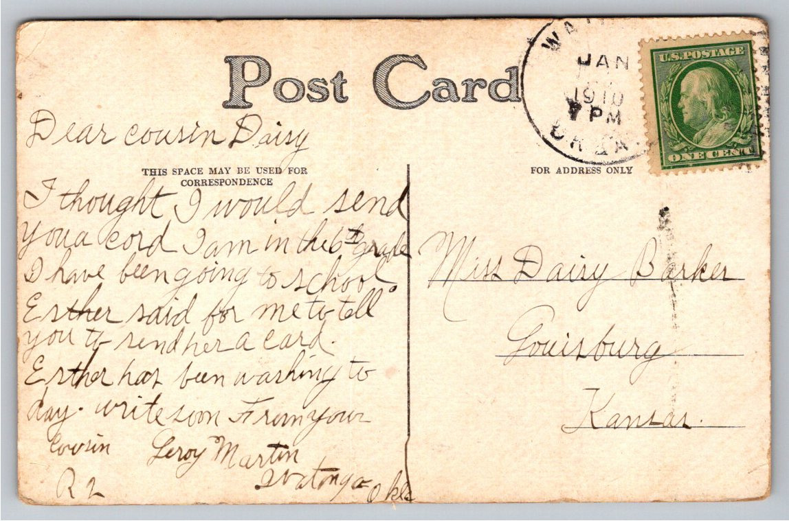1910 Venice Italy Canal San Martin Gondola Boat Antique Postcard - Back / Reverse View