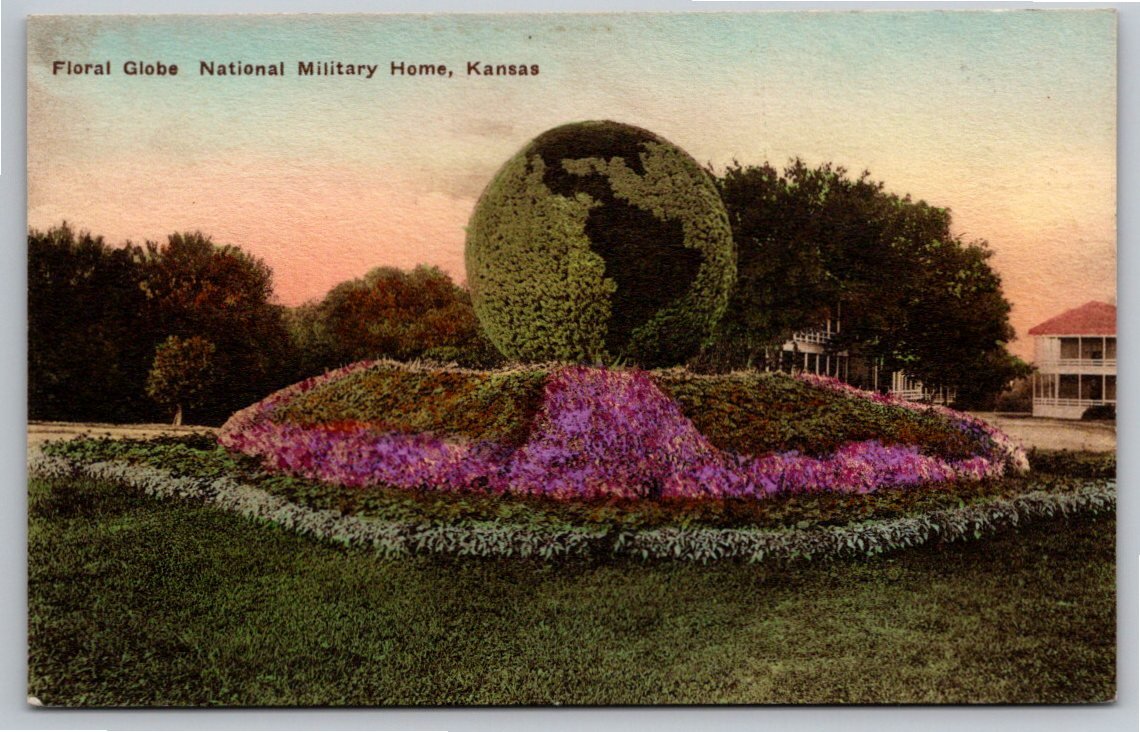 Vintage Floral Globe Postcard: National Military Home