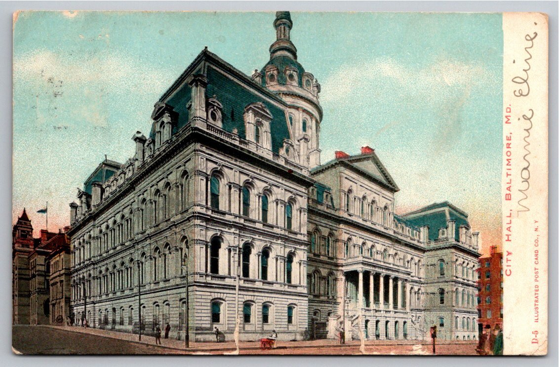 1906 Antique Baltimore City Hall Maryland Postcard | Undivided
