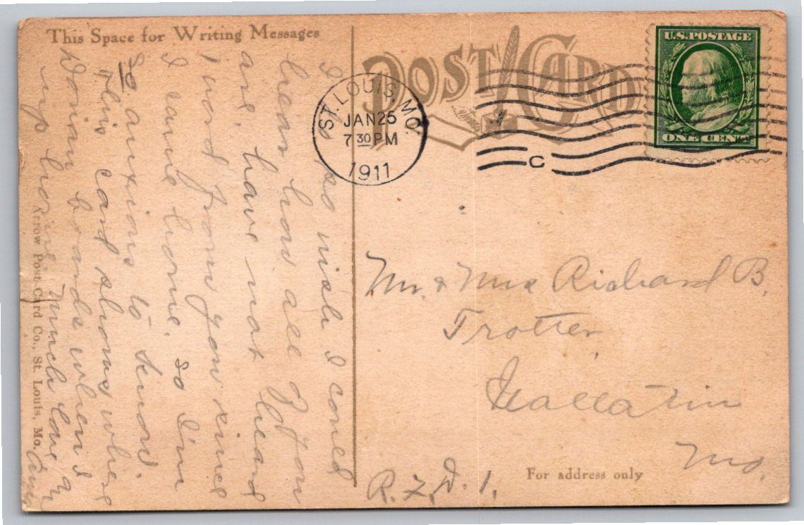 1911 Silver Moon Restaurant Postcard: Hotel Moser St. Louis - Angle / View 3