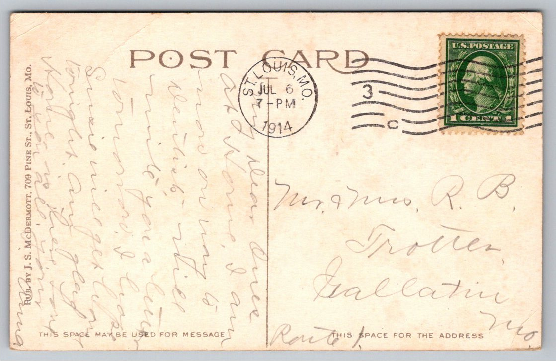 Vintage 1914 Jefferson Memorial Postcard: St. Louis Forest Park - Angle / View 3