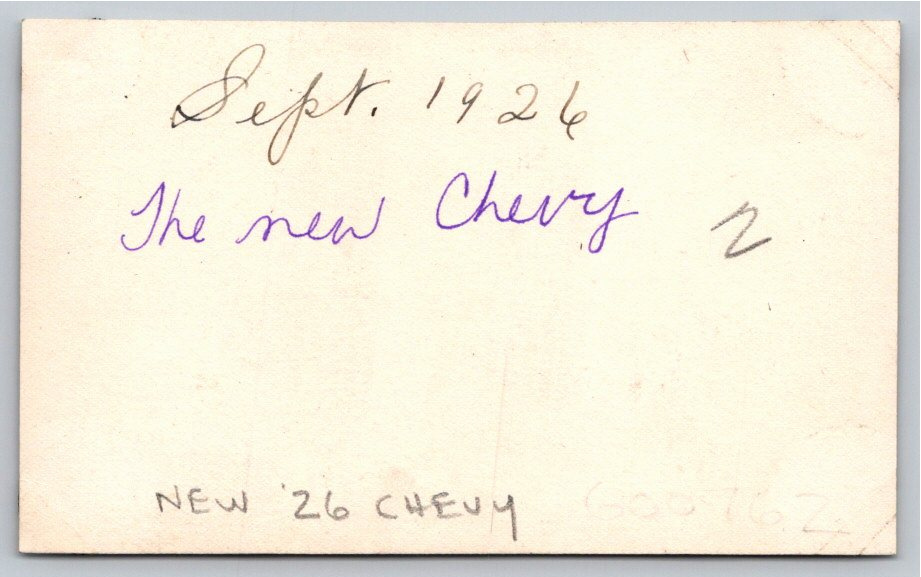 1926 Chevrolet Touring Car Vintage Photo: Boy on Running Board - Back / Reverse View