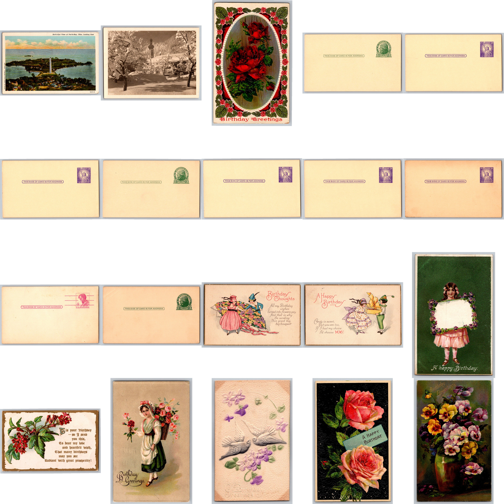 Vintage Topographical Postcards Collection: 20-Piece Ephemera Set