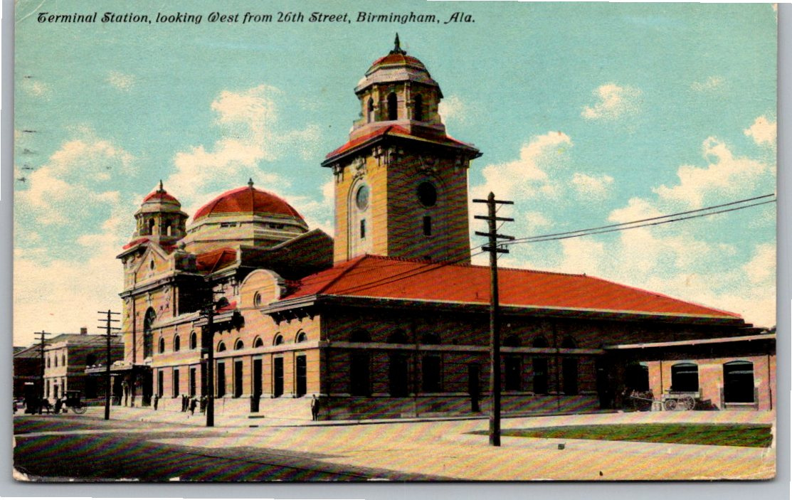 Vintage 1910s Terminal Station Birmingham Alabama Color Postcard