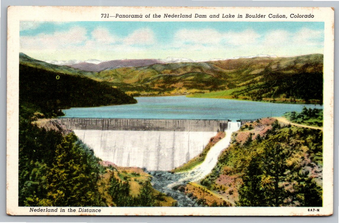 Vintage 1930s Nederland Dam Lake Boulder Canyon Colorado Postcard
