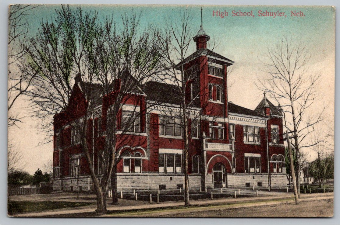 Antique 1908 Schuyler, Nebraska High School Architectural