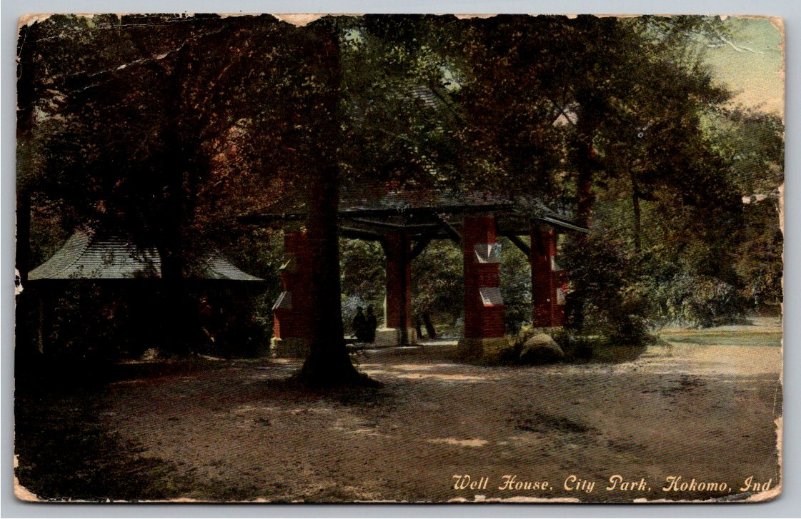 1910 Well House, City Park, Kokomo, Indiana Antique Postcard