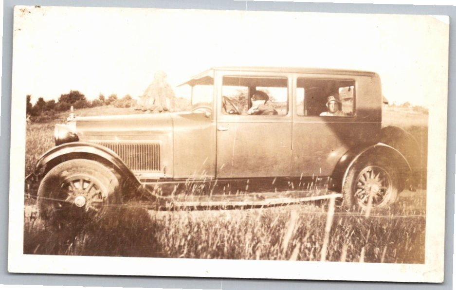 Vintage 1925 Hudson Super Six Sedan Black & White Photo Snapshot