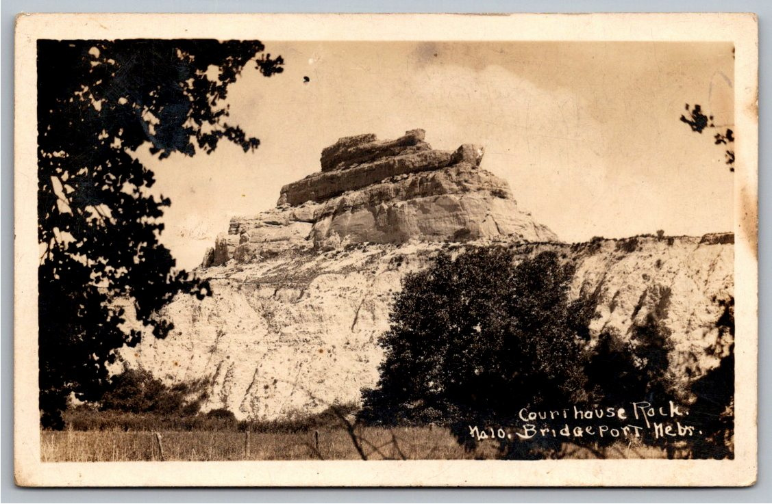 1928 Courthouse Rock Bridgeport Nebraska Vintage RPPC Postcard