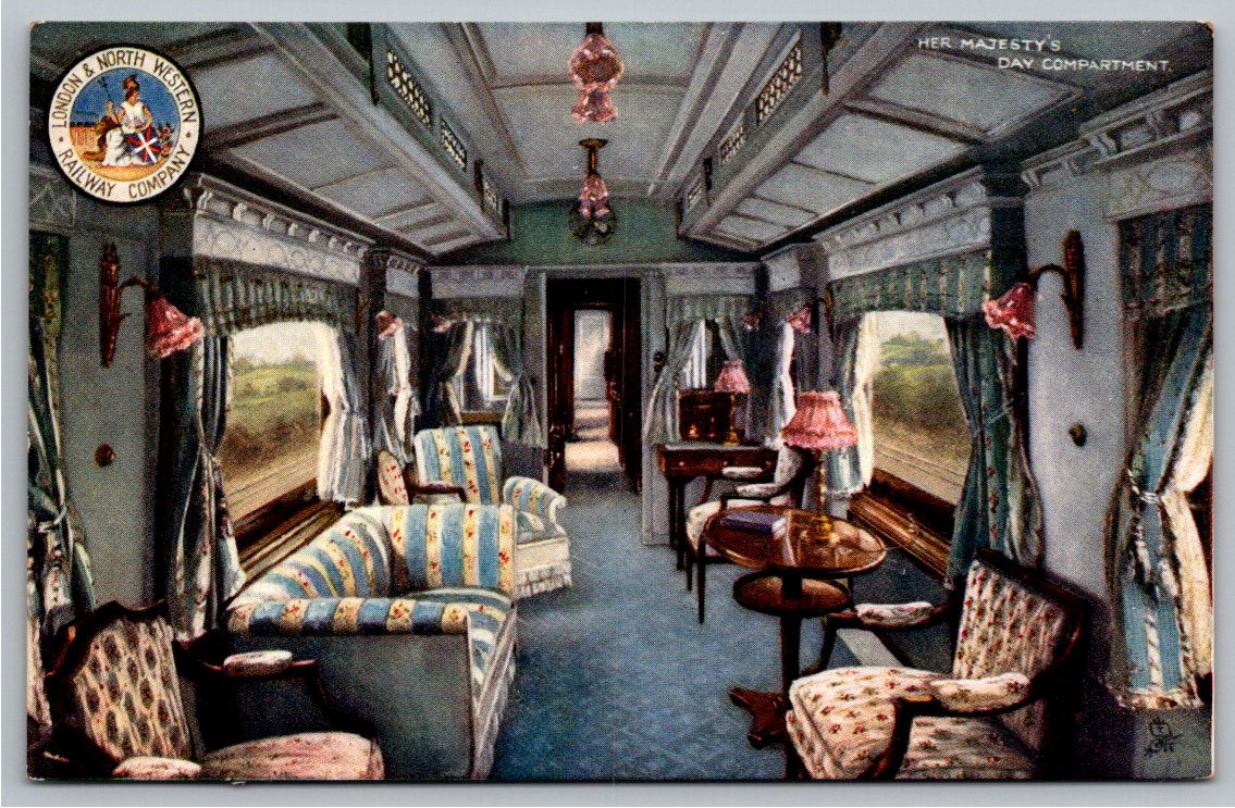 1900s LNWR Royal Train Interior Postcard: Her Majesty Day Saloon