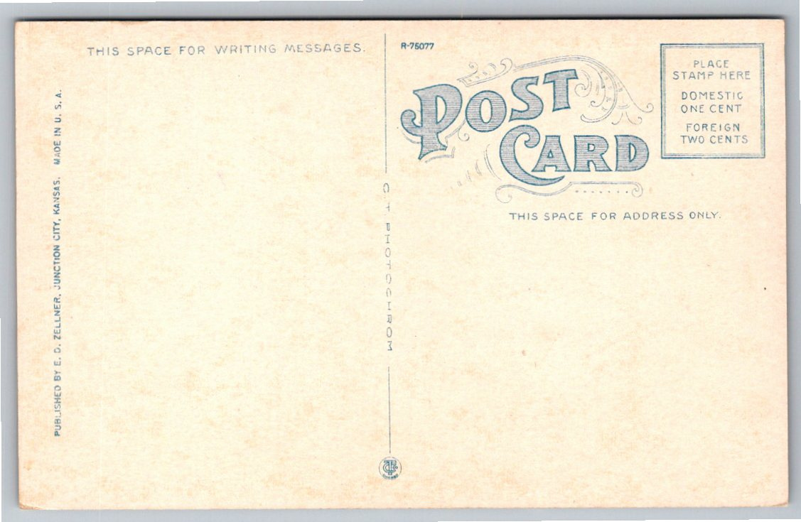 Antique Fort Riley Military Barracks Kansas Vintage Postcard - Back / Reverse View