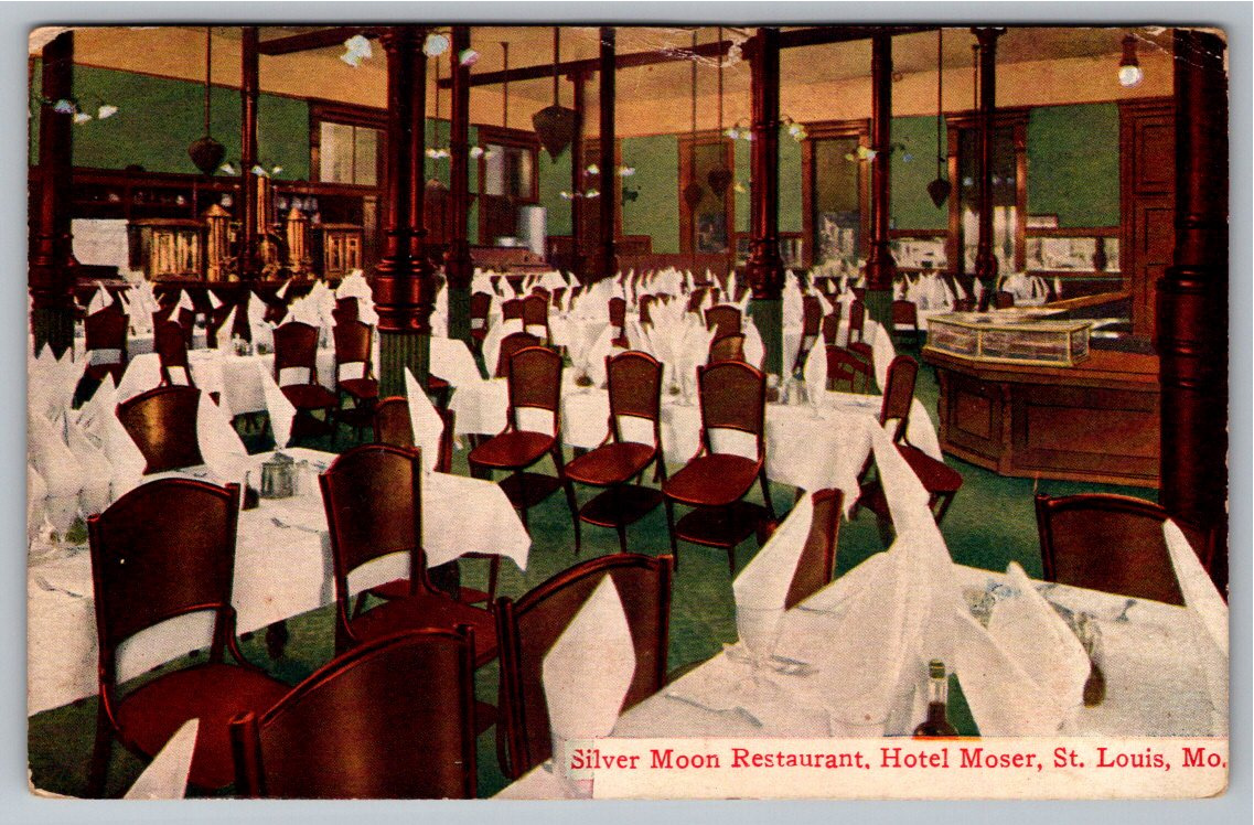 1911 Silver Moon Restaurant Postcard: Hotel Moser St. Louis
