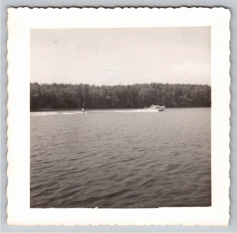 1950s Water Skiing Motorboat Snapshot: Government Bay, Ontario