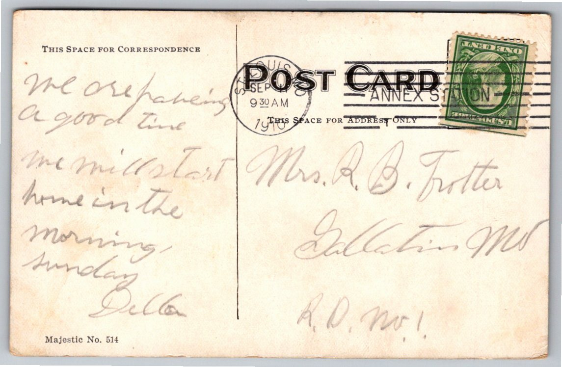 1910 Tower Grove Park Greenhouse St. Louis Vintage Postcard - Angle / View 3