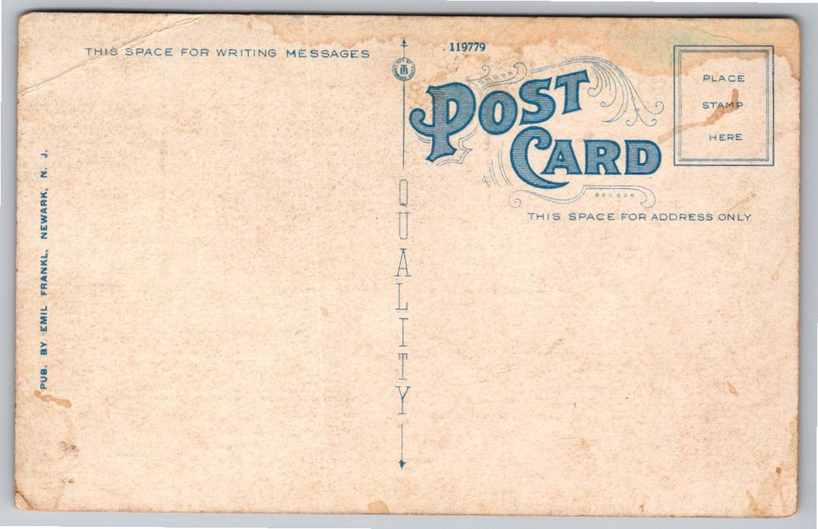 1920s Centre Market Building Newark New Jersey Vintage Postcard - Back / Reverse View