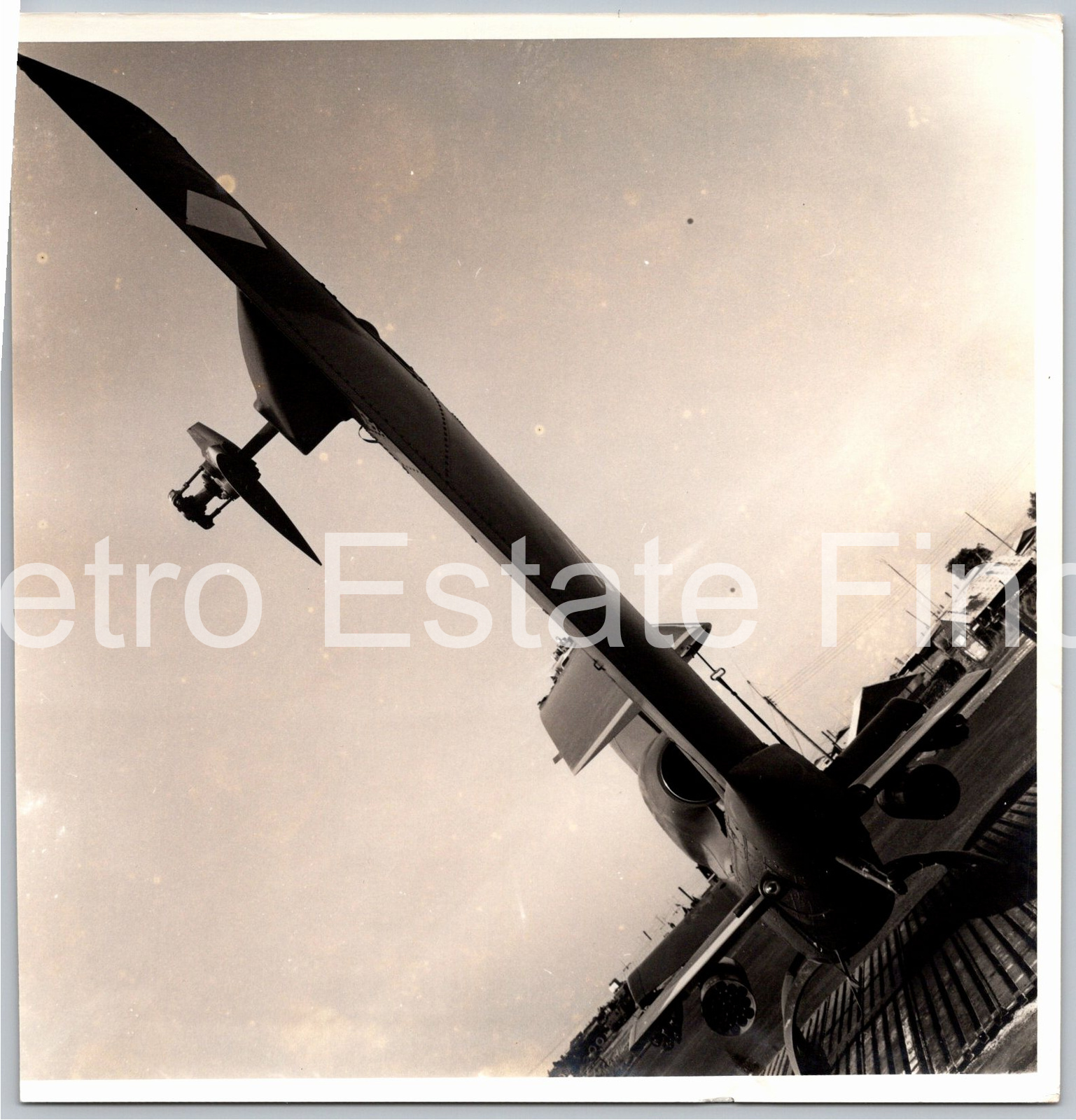 1960s Military Gunship Helicopter Tail & PSP Runway Vintage Photo