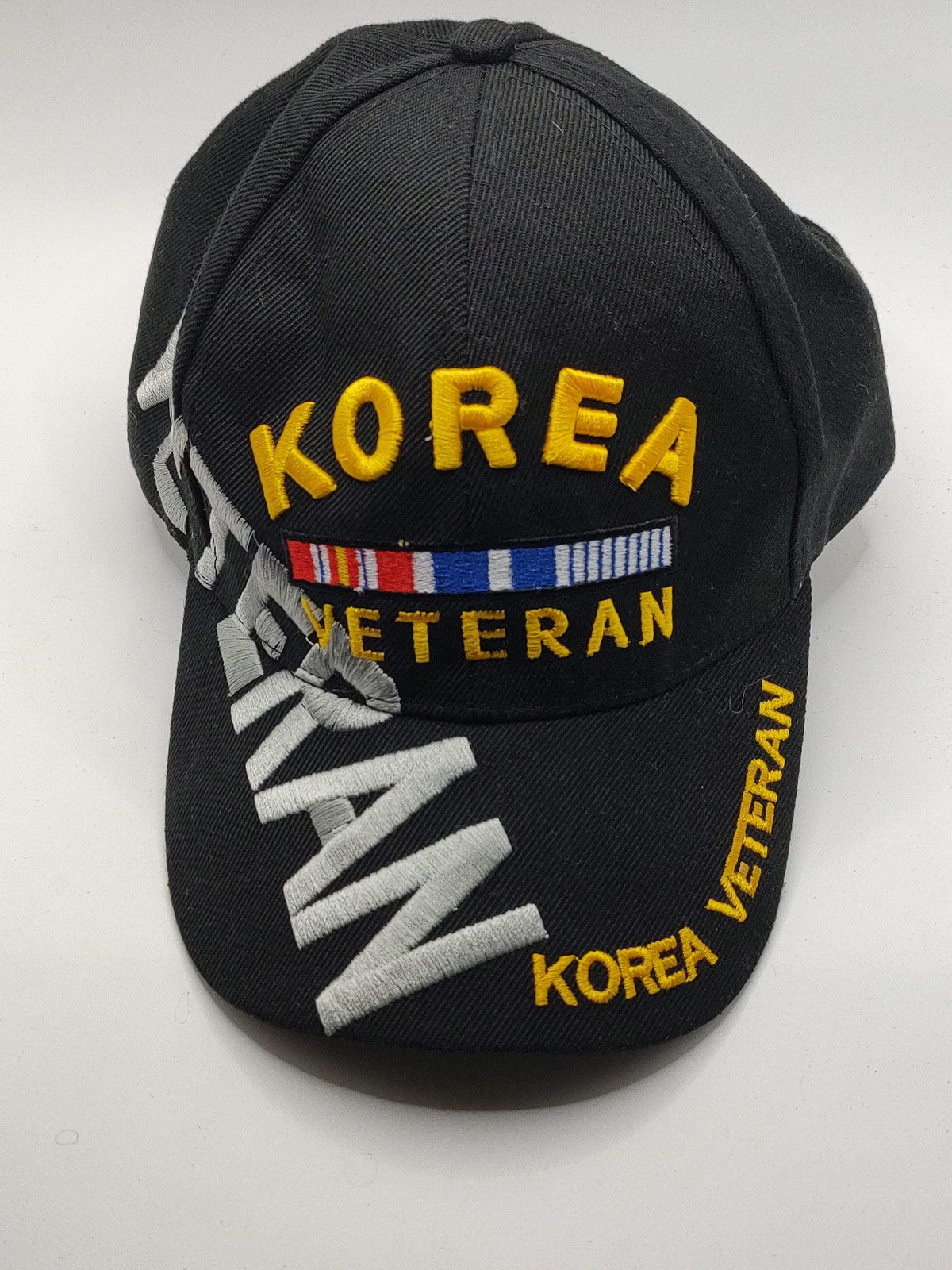 Korean War Veteran Embroidered Ribbon Black Baseball Cap