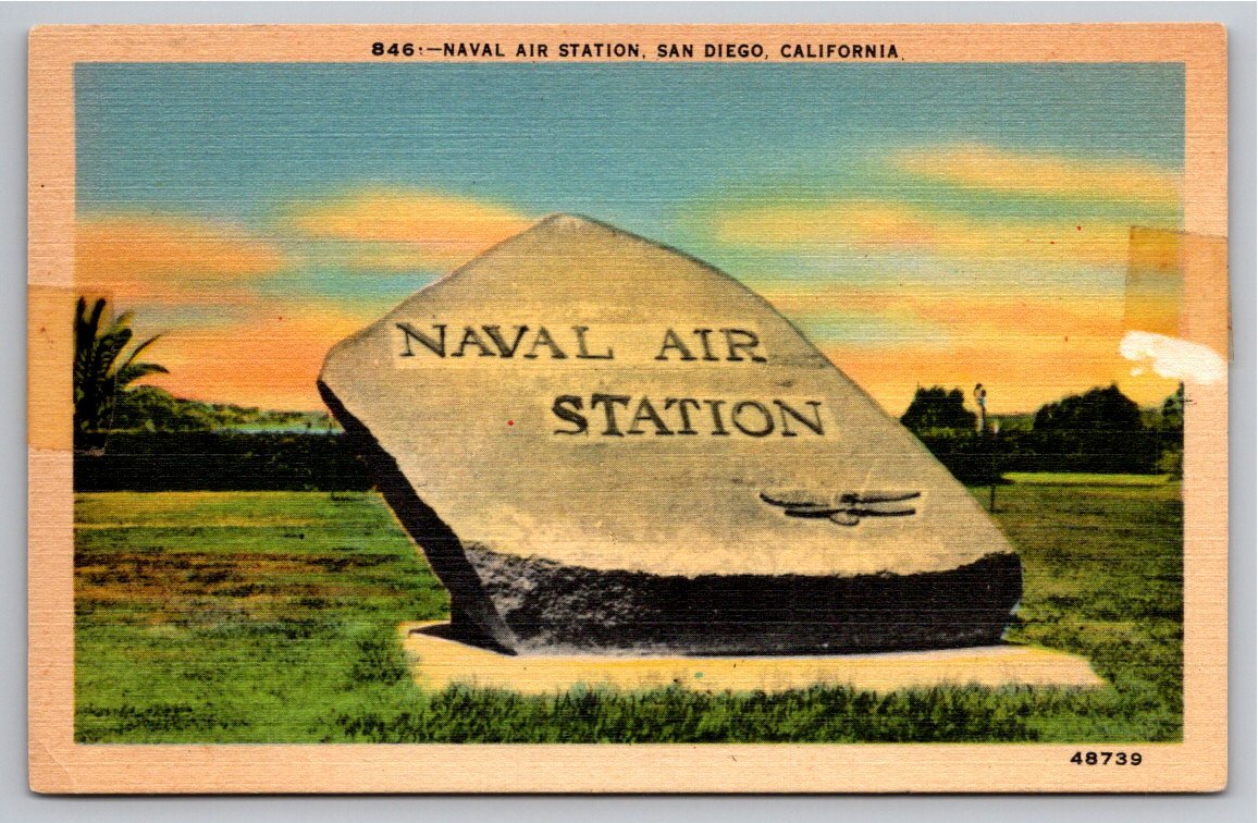 Vintage San Diego Naval Air Station Linen Postcard | Herz #846