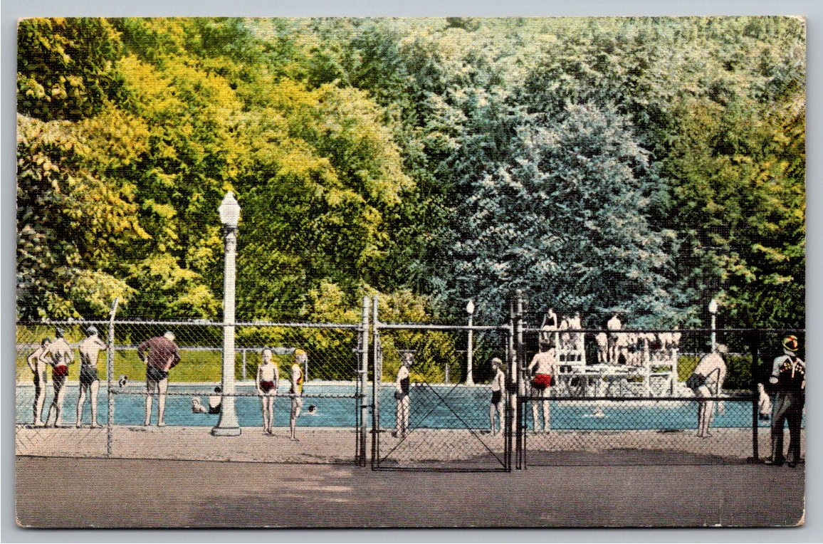 1940s Cascade Park Public Swimming Pool Postcard Elyria Ohio