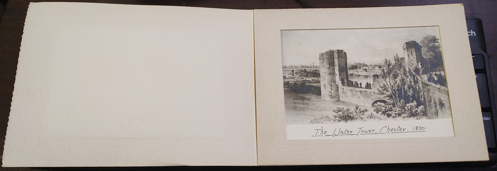Vintage Chester Water Tower Mounted Art Print Souvenir Photo Card - Back / Reverse View