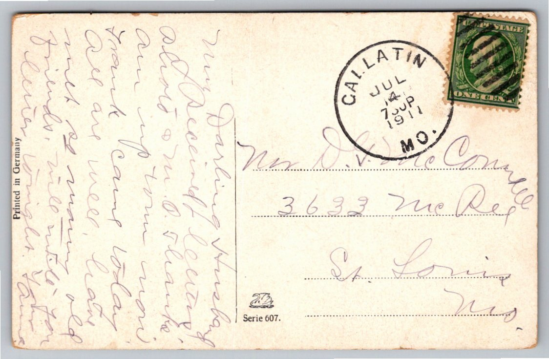 Antique 1911 Rural Landscape Postcard Peasant Women German Print - Back / Reverse View
