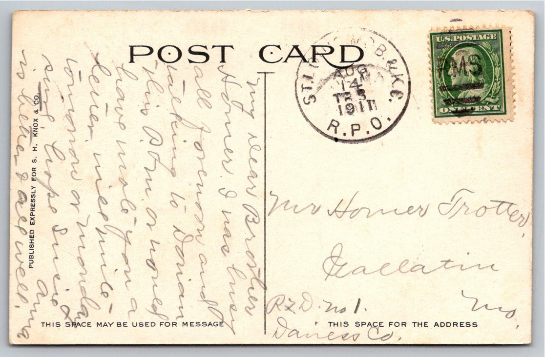 1911 St. Louis New Cathedral Postcard | Early Missouri - Back / Reverse View