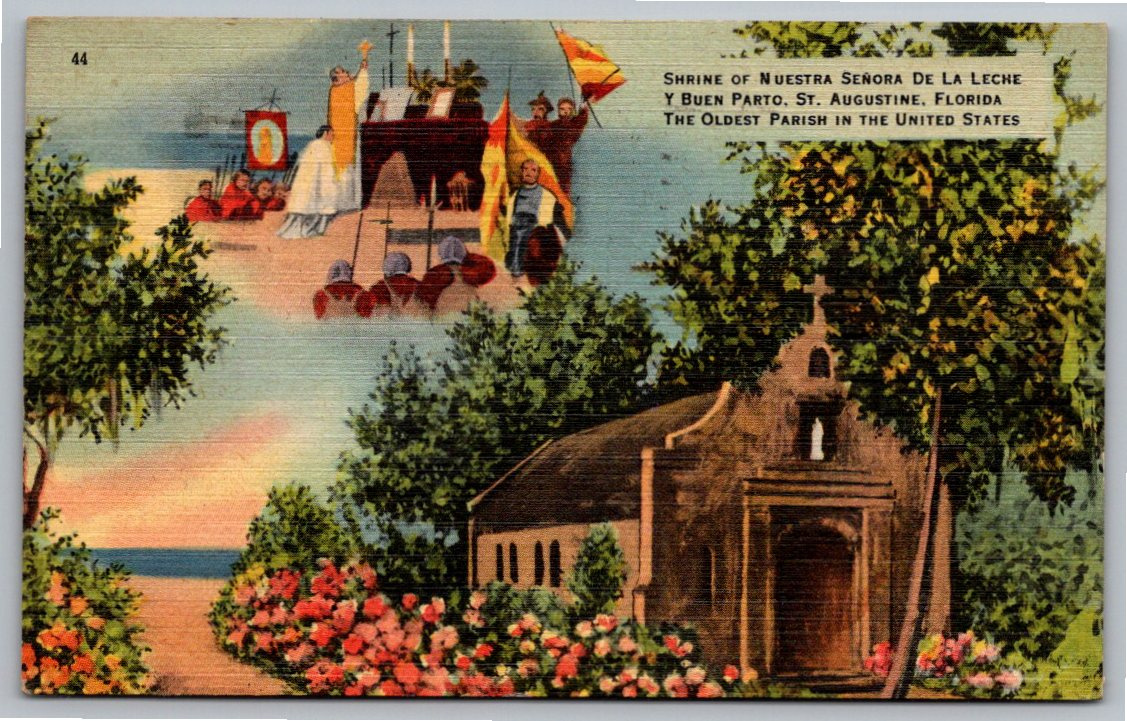 1946 Shrine of Nuestra Senora De La Leche Postcard St Augustine
