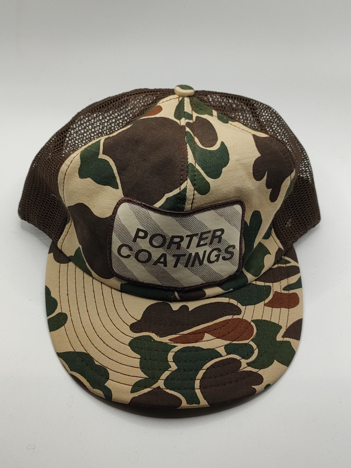 Vintage Porter Coatings Duck Camo Trucker Hat Mesh Snapback Cap